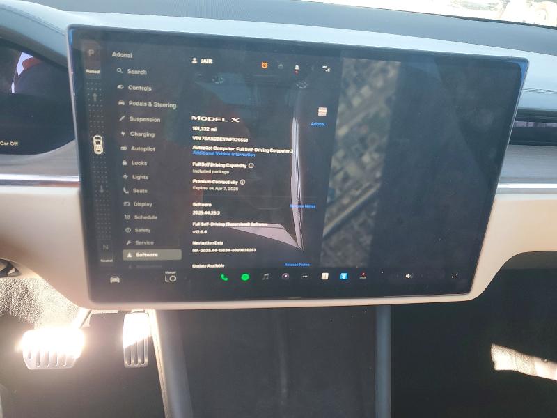 2022 Tesla Model x VIN 7SAXCBE51NF329551 COPART salvage auction — FRONT END, Ca - Salvage Certificate, sold $12,700 on 2026-07-31 (photo 9)