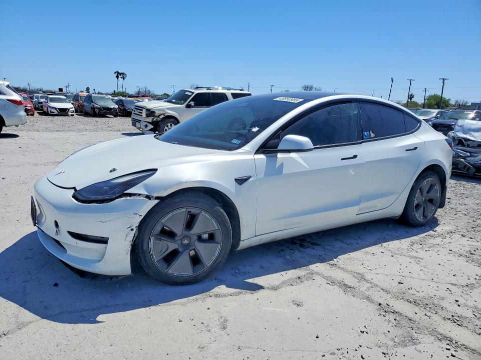 2021 Tesla Model 3 VIN 5YJ3E1EAXMF016168 COPART salvage auction — FRONT END, Tx - Salvage Vehicle Title, sold $5,200 on 2026-07-14 (photo 1)