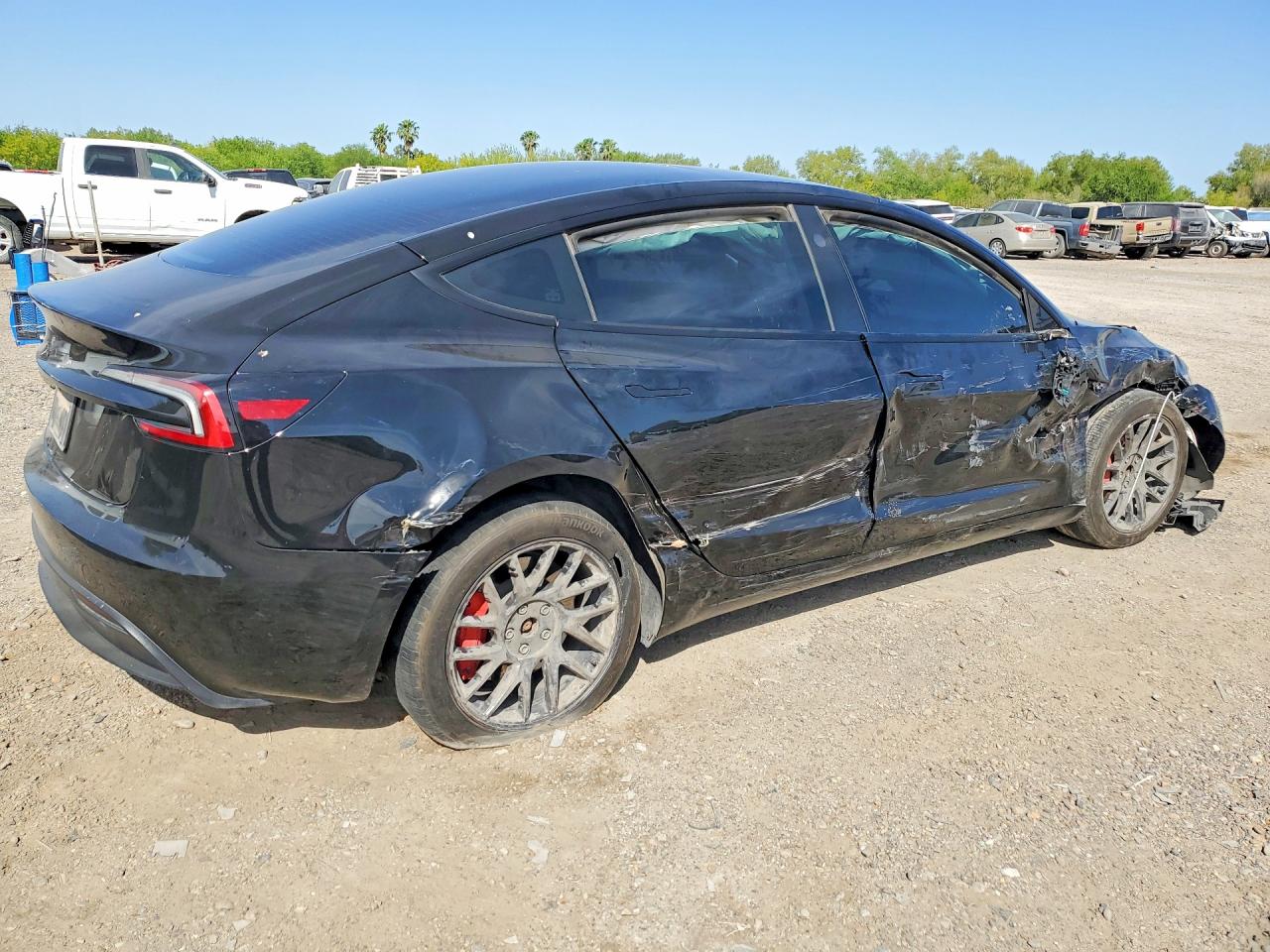 2025 Tesla Model 3 VIN 5YJ3E1EA3SF980608 COPART salvage auction — Front End, TX - SALVAGE VEHICLE TITLE, sold $6,300 on 2026-06-24 (photo 3)