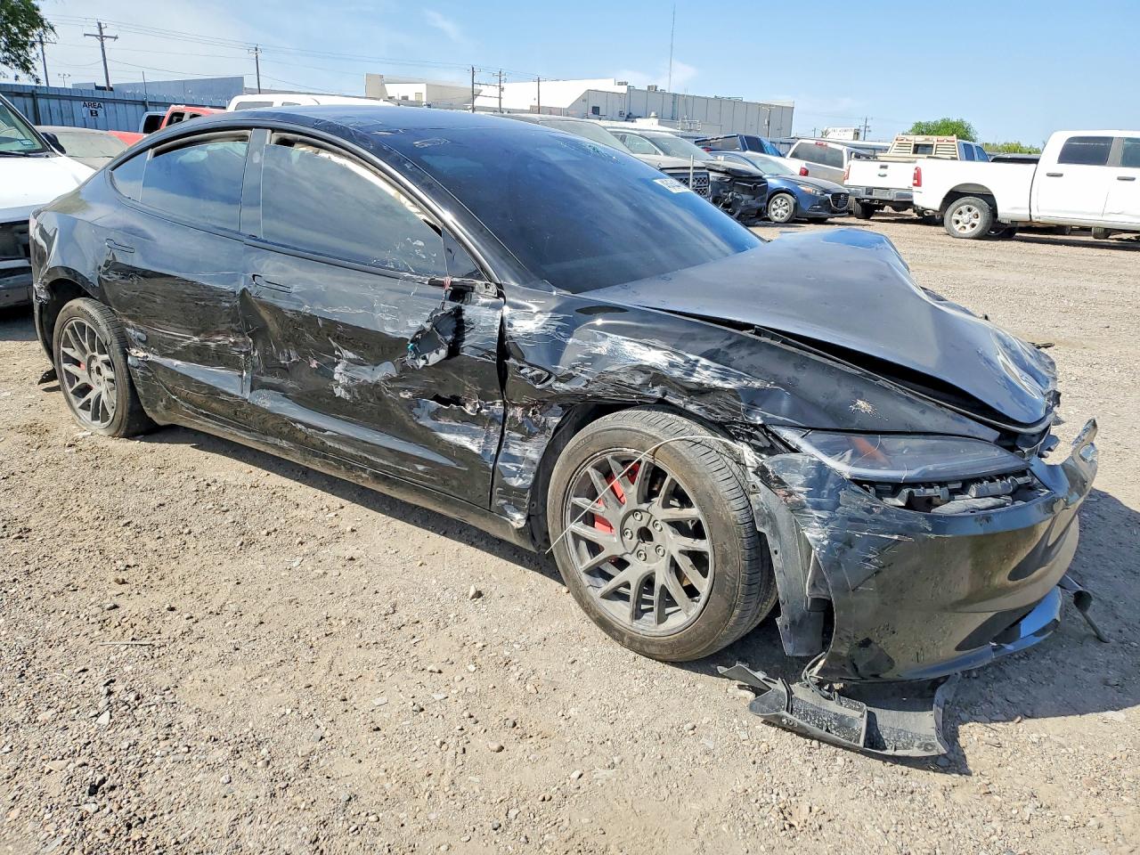 2025 Tesla Model 3 VIN 5YJ3E1EA3SF980608 COPART salvage auction — Front End, TX - SALVAGE VEHICLE TITLE, sold $6,300 on 2026-06-24 (photo 4)