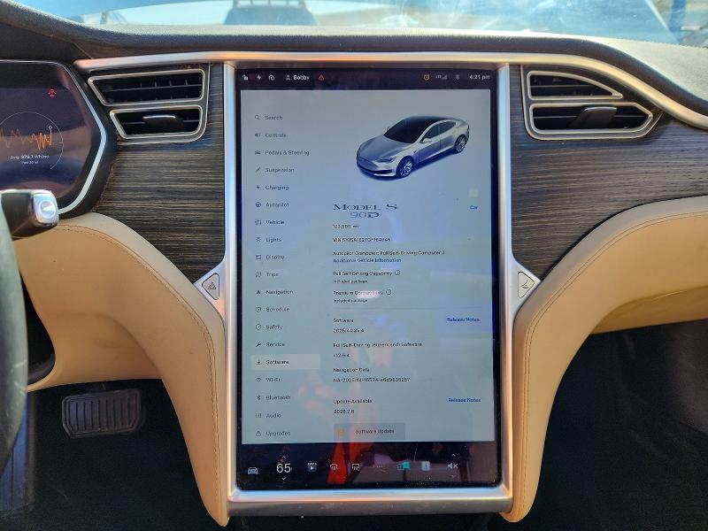2016 Tesla Model s VIN 5YJSA1E27GF164945 COPART salvage auction — FRONT END, Co - Public - Salvage Title, sold $3,700 on 2026-07-27 (photo 9)