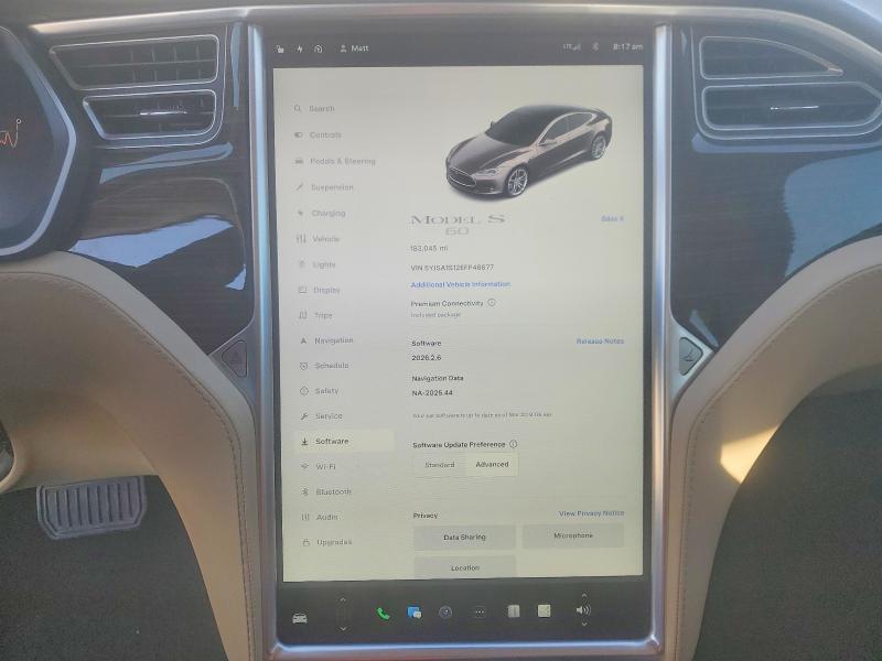 2014 Tesla Model s VIN 5YJSA1S12EFP48677 COPART salvage auction — REAR END, Co - Salvage Title, sold $2,050 on 2026-07-07 (photo 9)