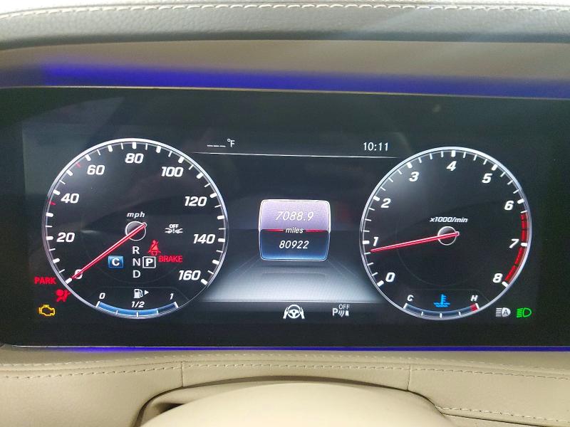 2019 Mercedes-benz S-klasse VIN WDDUG6GB7KA454918 COPART salvage auction — FRONT END, NC - SALVAGE CERTIFICATE OF TITLE, sold $7,200 on 2026-07-29 (photo 9)