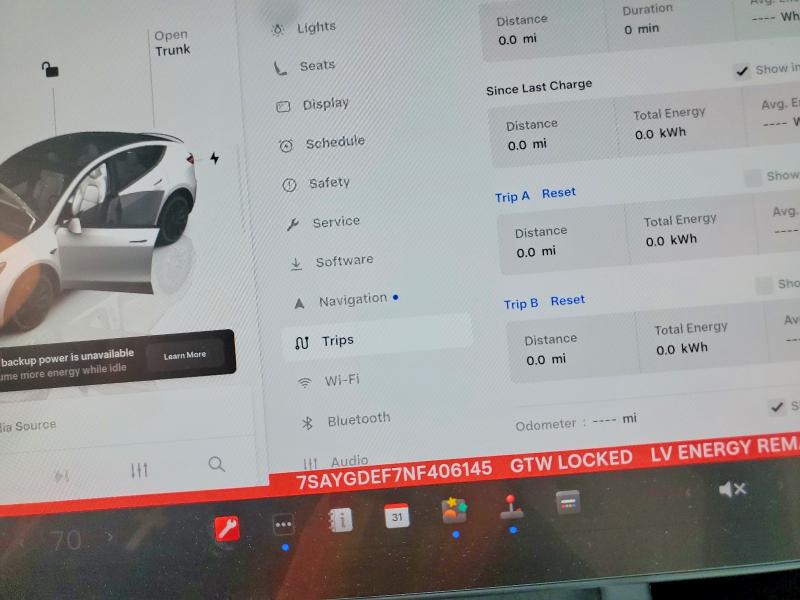 2022 Tesla Model y VIN 7SAYGDEF7NF406145 COPART salvage auction — MECHANICAL, Ks - Cert Of Title-Salvage, sold $9,800 on 2026-07-09 (photo 9)