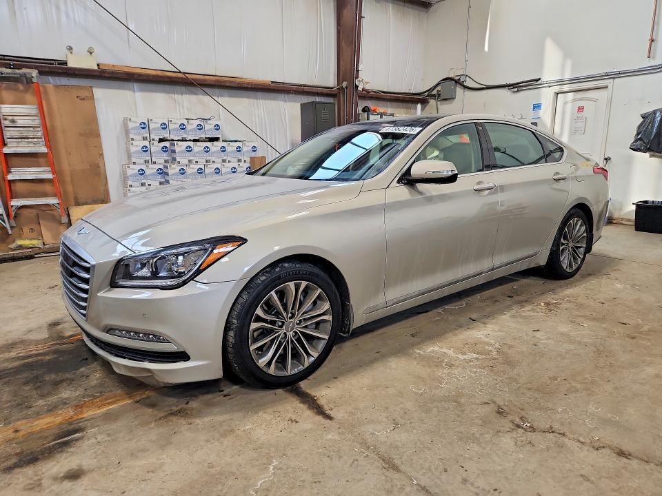 2015 Hyundai Genesis VIN KMHGN4JEXFU078753 COPART salvage auction — FRONT END, AB - BOS - SALVAGE, sold $1,950 on 2026-07-02 (photo 1)