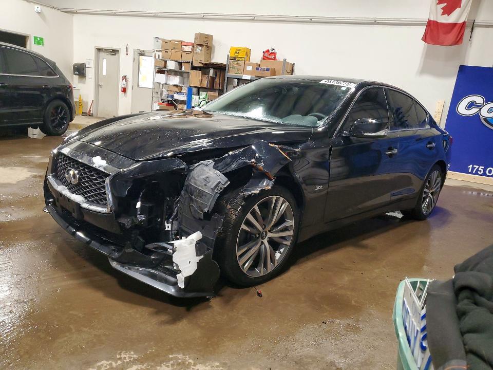 2019 Infiniti Q50 VIN JN1EV7AR9KM551667 COPART salvage auction — FRONT END, On - Permit Salvage, sold $4,600 on 2026-07-16 (photo 1)
