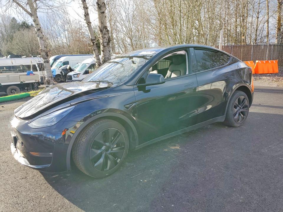 2025 Tesla Model y VIN 7SAYGAEE8SF243801 COPART salvage auction — FRONT END, Or - Salvage Title Certificate, sold $8,200 on 2026-07-13 (photo 1)