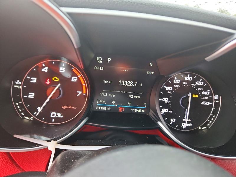 2018 Alfa romeo Giulia VIN ZARFAEBN4J7573186 COPART salvage auction — FRONT END, Tx - Salvage Vehicle Title, sold $5,200 on 2026-07-31 (photo 9)
