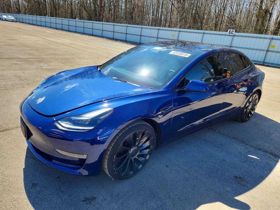 2022 Tesla Model 3 VIN 5YJ3E1EC1NF268636 COPART salvage auction — FRONT END, Nj - Cert Of Title-Salvage, sold $5,000 on 2026-07-21 (photo 1)