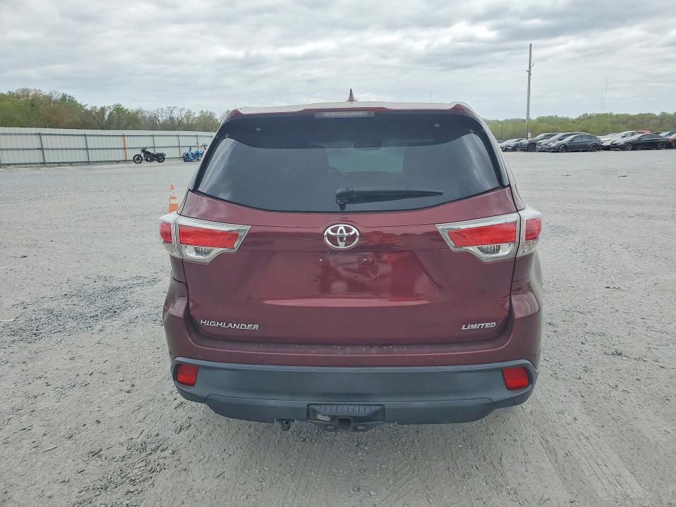 2014 Toyota Highlander VIN 5TDYKRFH8ES010827 COPART salvage auction — REAR END, Nc - Dealer Only Clean Title (P), sold $9,900 on 2026-07-14 (photo 6)