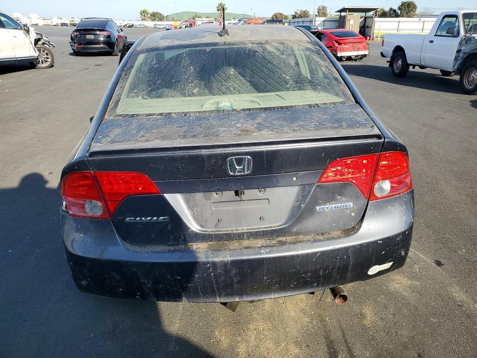 2007 Honda Civic hybrid VIN JHMFA36237S006843 COPART salvage auction — VANDALISM, Ca - Salvage Certificate, sold $50 on 2026-07-08 (photo 6)