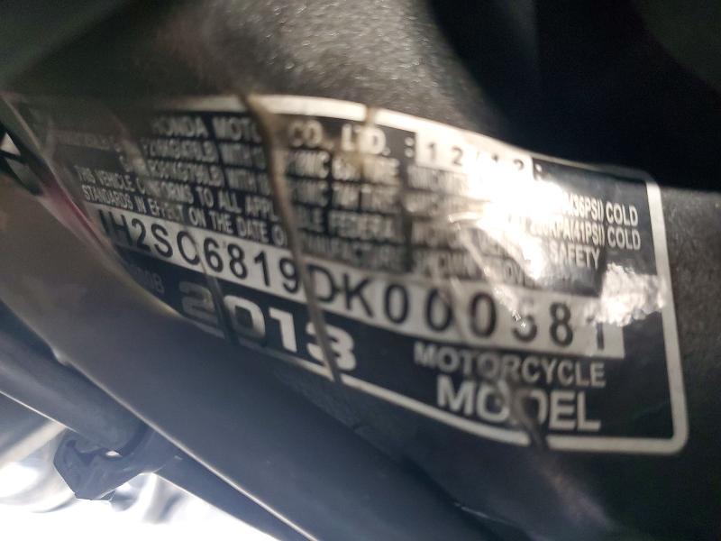 2013 Honda Gl1800c VIN JH2SC6819DK000581 COPART salvage auction — FRONT END, Or - Lien Papers Salvage, sold $2,300 on 2026-07-16 (photo 9)