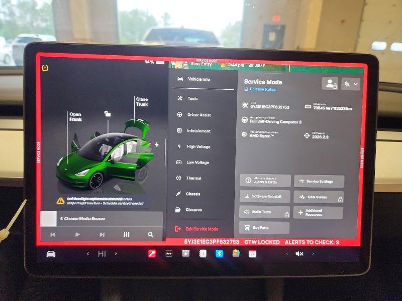 2023 Tesla Model 3 VIN 5YJ3E1EC3PF632753 COPART salvage auction — FRONT END, Ri - Salvage Certificate Of Title, sold $4,250 on 2026-07-21 (photo 9)