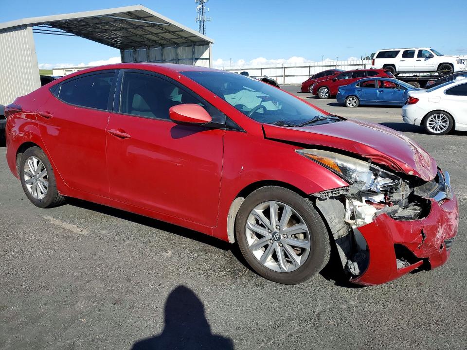 2014 Hyundai Elantra VIN KMHDH4AE7EU053012 COPART salvage auction — FRONT END, Ca - Salvage Certificate, sold $975 on 2026-07-02 (photo 4)