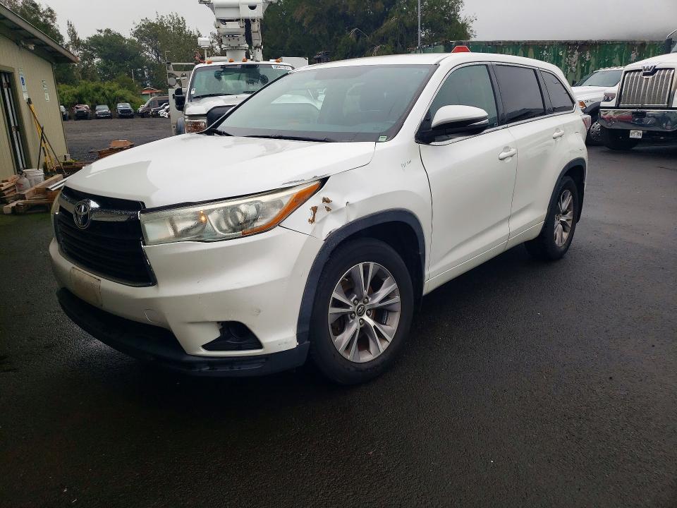 2016 Toyota Highlander VIN 5TDBKRFH1GS315787 COPART salvage auction — FRONT END, Hi - Certificate Of Salvage, sold $3,750 on 2026-07-06 (photo 1)