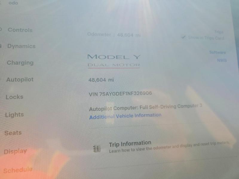2022 Tesla Model y VIN 7SAYGDEF1NF326906 COPART salvage auction — REAR END, Il - Salvage Certificate, sold $12,800 on 2026-07-21 (photo 9)