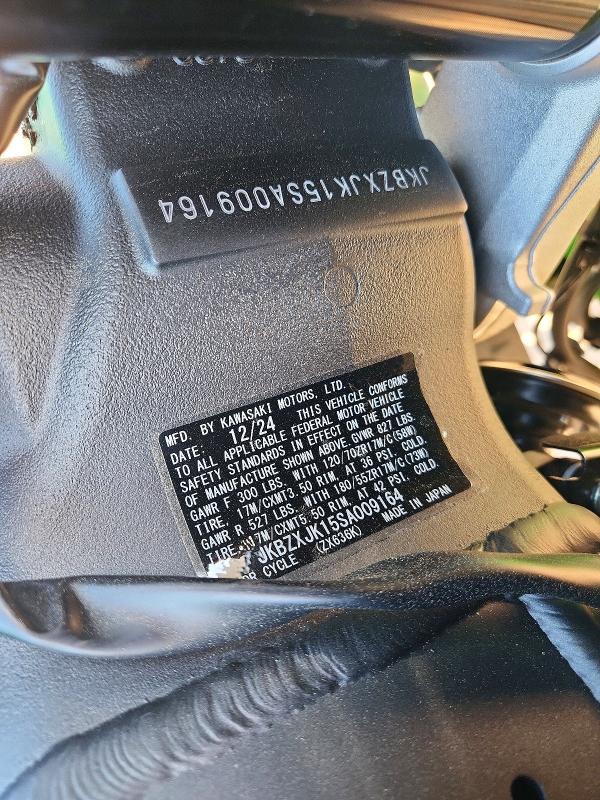 2025 Kawasaki Zx VIN JKBZXJK15SA009164 COPART salvage auction — SIDE, Salvage Title, sold $1,200 on 2026-07-30 (photo 9)
