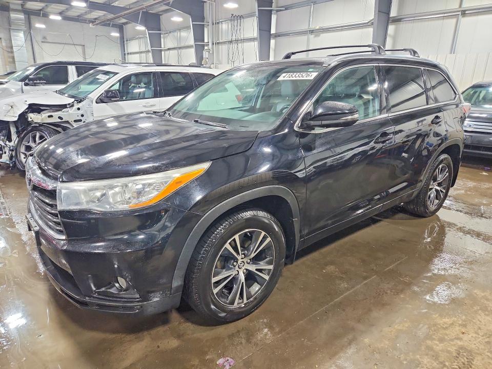 2016 Toyota Highlander VIN 5TDJKRFH1GS266120 COPART salvage auction — FRONT END, Mn - Cert Of Title-Salvage, sold $6,000 on 2026-07-16 (photo 1)