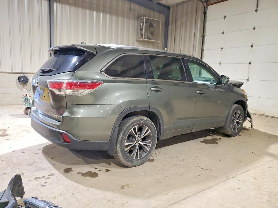 2016 Toyota Highlander VIN 5TDJKRFH7GS321198 COPART salvage auction — FRONT END, Pa - Certificate Of Salvage, sold $6,800 on 2026-07-08 (photo 3)