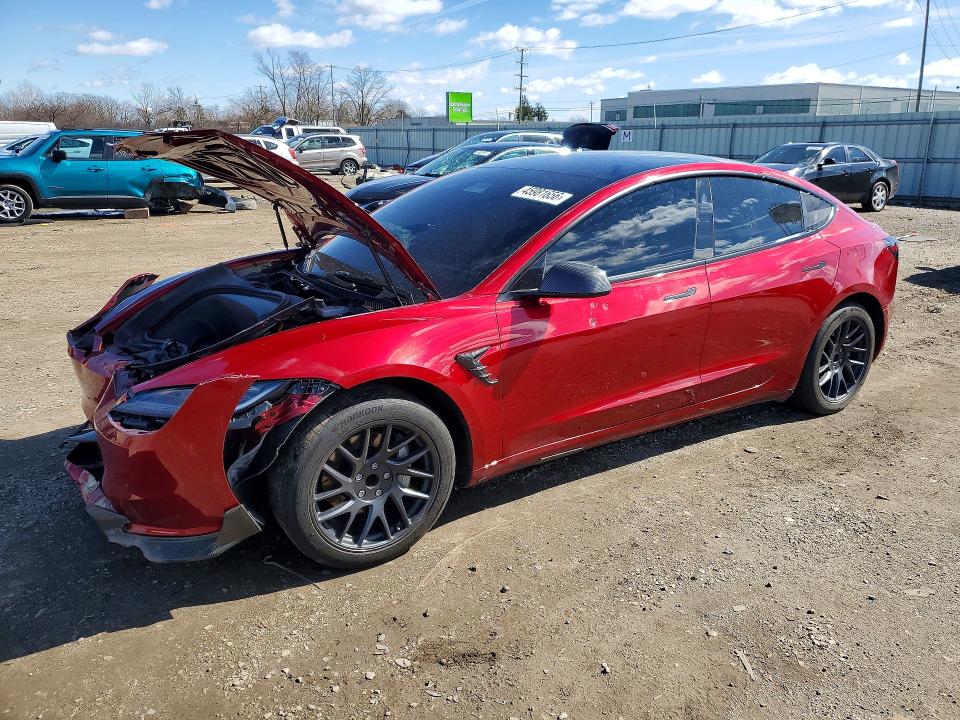 2024 Tesla Model 3 VIN 5YJ3E1EA2RF749838 COPART salvage auction — FRONT END, Il - Salvage Certificate, sold $10,200 on 2026-07-17 (photo 1)