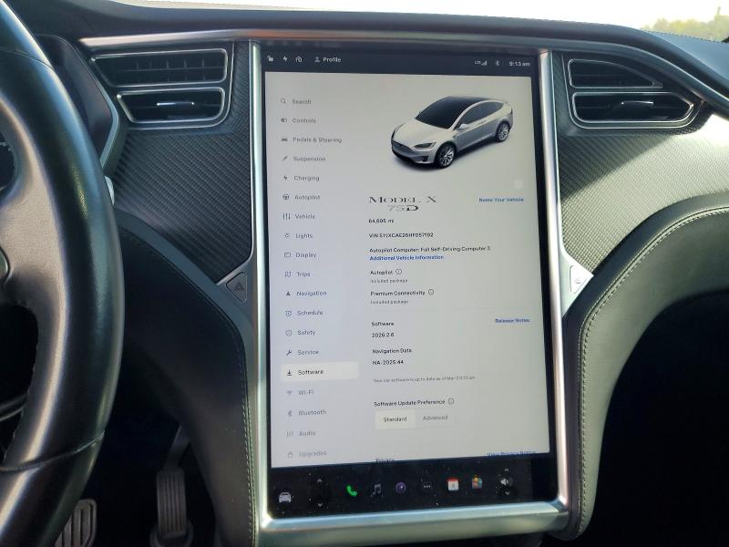 2017 Tesla Model x VIN 5YJXCAE26HF057192 COPART salvage auction — REAR END, Hi - Certificate Of Title, sold $150 on 2026-06-29 (photo 9)