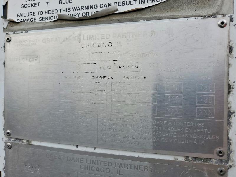 2013 Great dane trailer VIN 1GRAP062XDB704389 COPART salvage auction — SIDE, WV - SALVAGE CERTIFICATE, sold $2,500 on 2026-10-01 (photo 8)