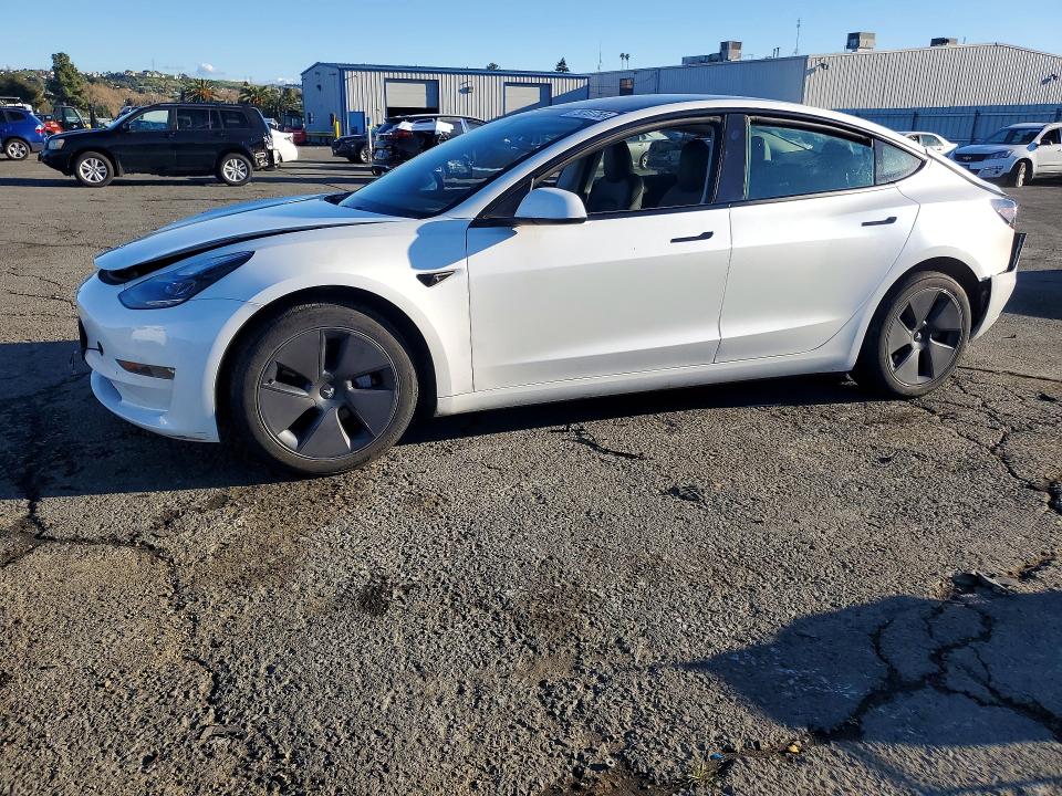 2023 Tesla Model 3 VIN 5YJ3E1EB5PF619848 COPART salvage auction — REAR END, Ca - Salvage Certificate, sold $7,600 on 2026-07-31 (photo 1)