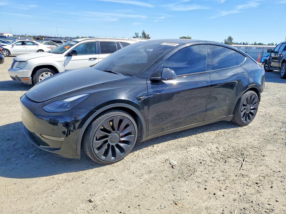 2021 Tesla VIN 5YJYGDEF5MF151250 COPART salvage auction — REAR END, Ca - Salvage Certificate, sold $7,100 on 2026-07-21 (photo 1)