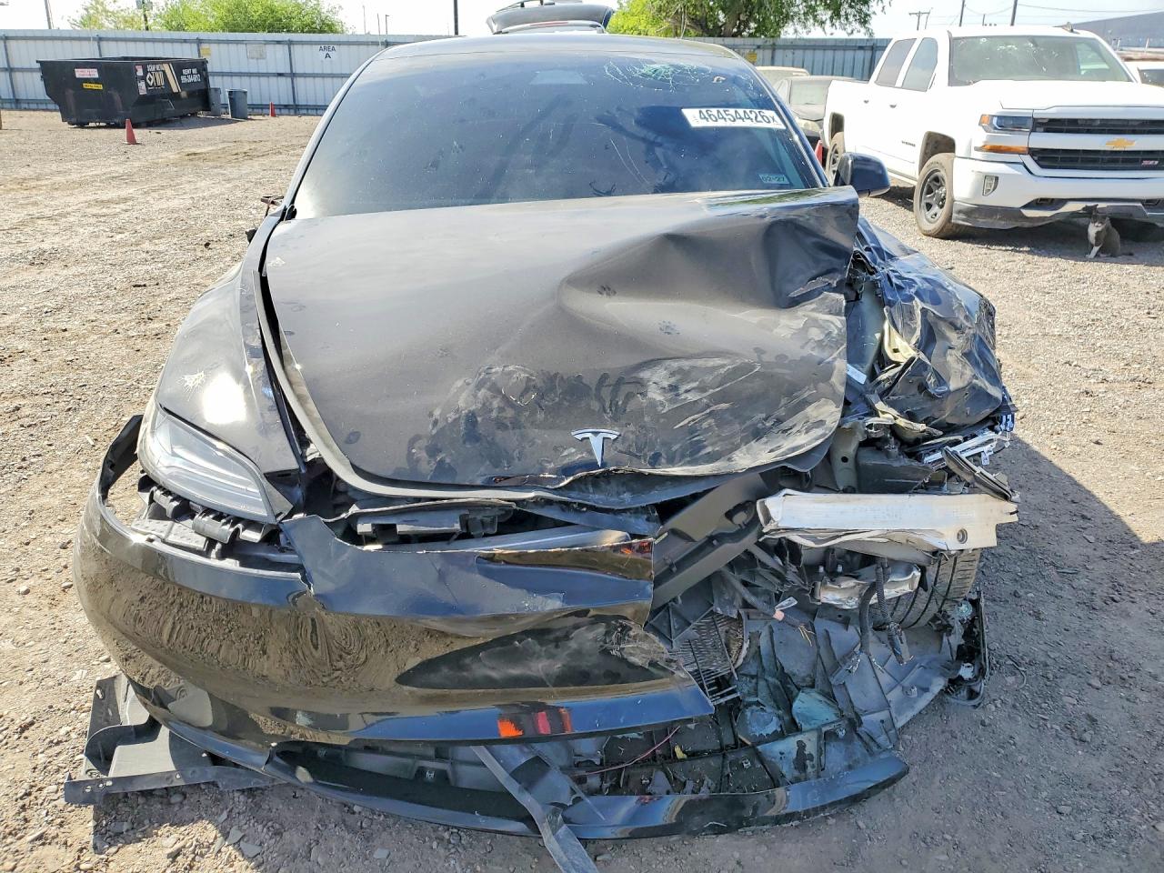 2025 Tesla Model 3 VIN 5YJ3E1EA3SF980608 COPART salvage auction — Front End, TX - SALVAGE VEHICLE TITLE, sold $6,300 on 2026-06-24 (photo 5)