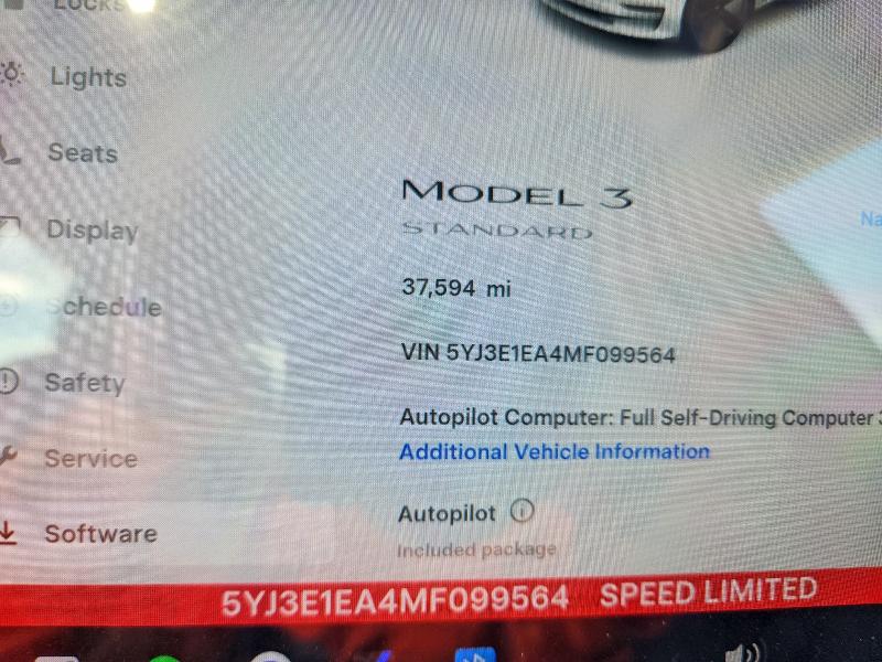 2021 Tesla Model 3 VIN 5YJ3E1EA4MF099564 COPART salvage auction — ALL OVER, Tx - Salvage Vehicle Title, sold $4,700 on 2026-07-10 (photo 9)