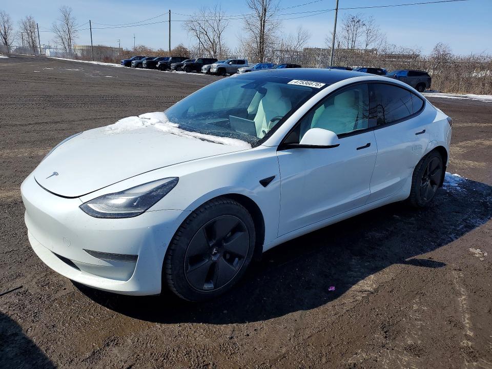 2021 Tesla Model 3 VIN 5YJ3E1EA4MF982791 COPART salvage auction — SIDE, Qc - Gravement Accidente, sold $6,800 on 2026-07-14 (photo 1)