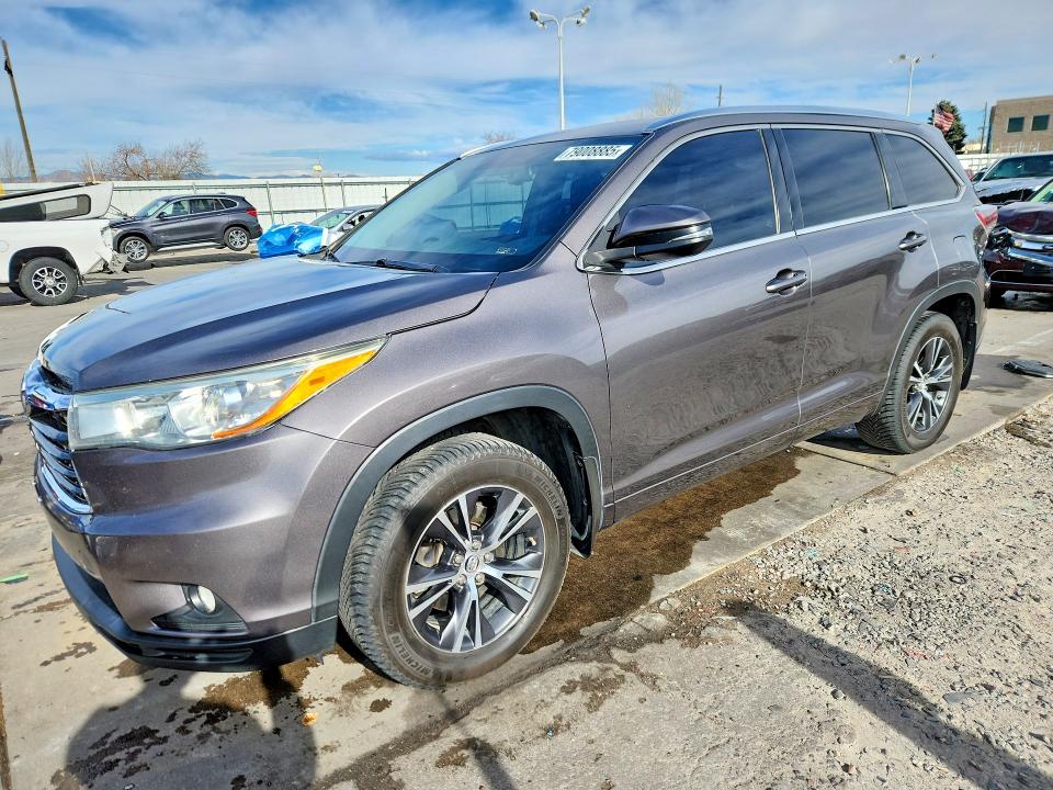2016 Toyota Highlander VIN 5TDJKRFH0GS250491 COPART salvage auction — FRONT END, Co - Public - Salvage Title, sold $275 on 2026-07-27 (photo 1)