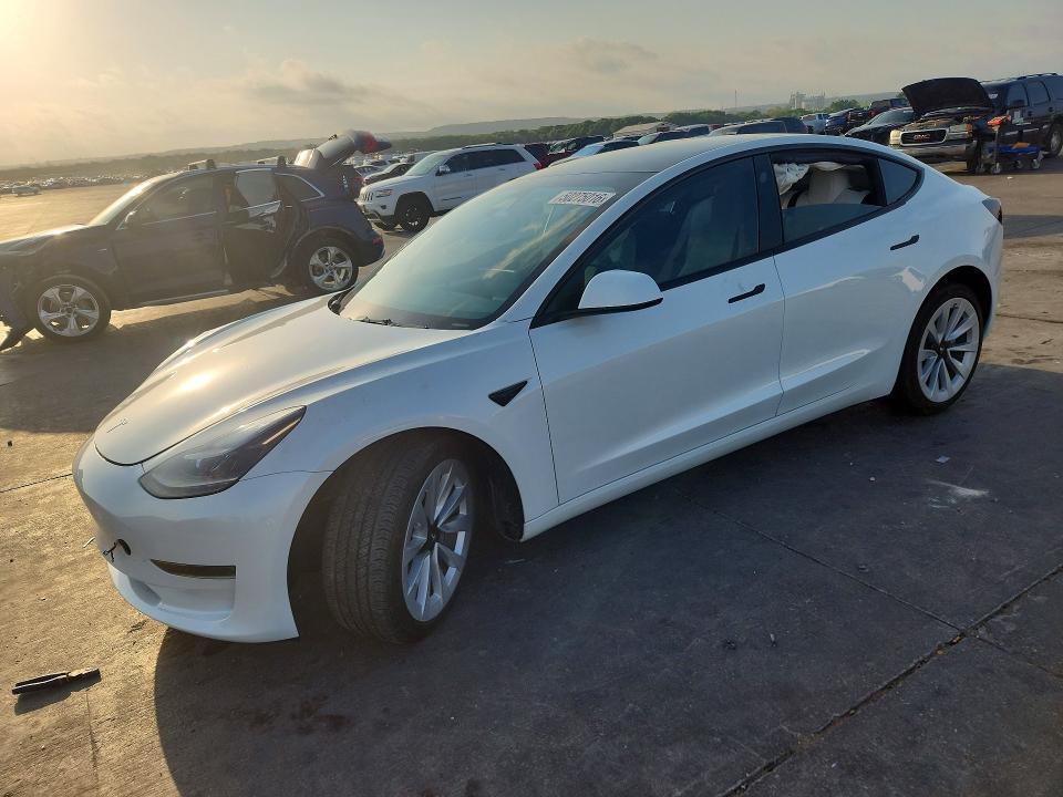 2023 Tesla Model 3 VIN 5YJ3E1EA7PF472150 COPART salvage auction — SIDE, Salvage Title, sold $6,600 on 2026-07-27 (photo 1)