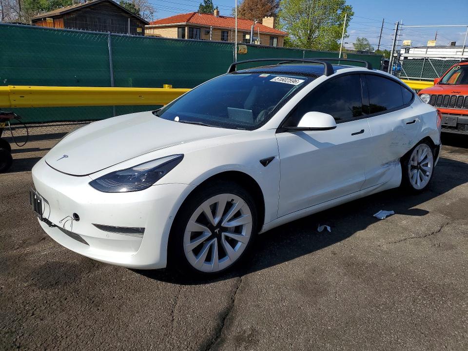 2022 Tesla Model 3 VIN 5YJ3E1EB6NF321449 COPART salvage auction — REAR END, Co - Public - Salvage Title, sold $8,000 on 2026-07-09 (photo 1)