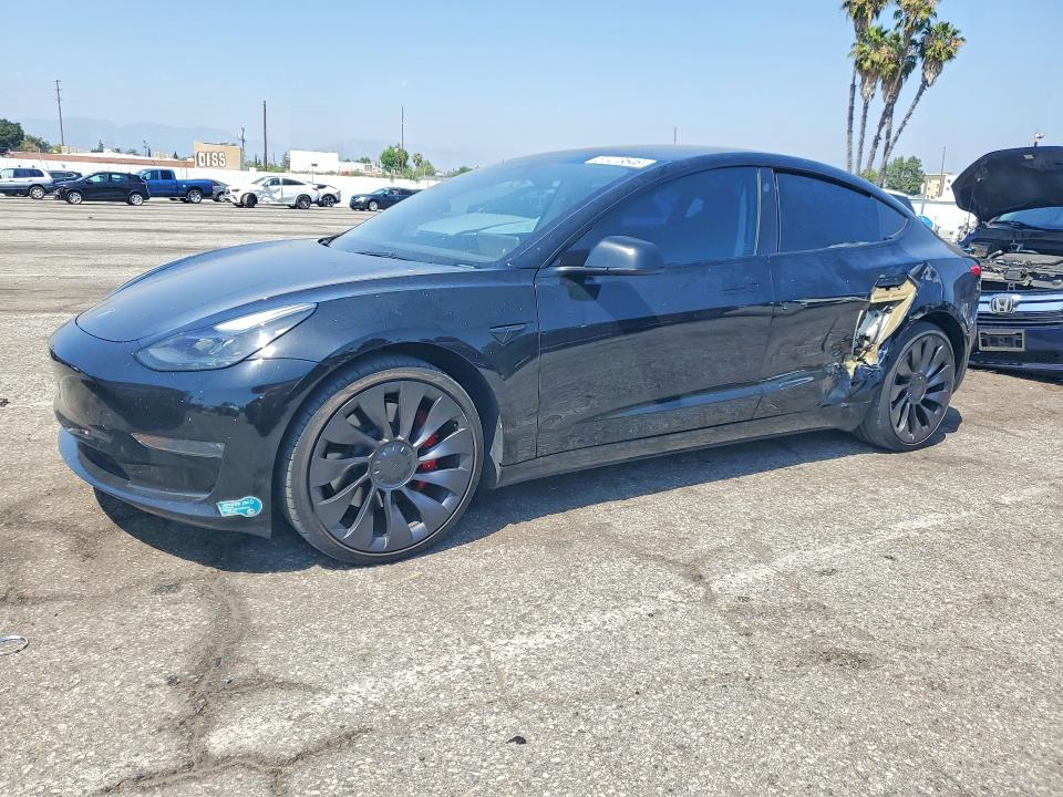 2023 Tesla Model 3 VIN 5YJ3E1EC2PF693821 COPART salvage auction — SIDE, CA - SALVAGE CERTIFICATE, sold $11,800 on 2026-07-31 (photo 1)
