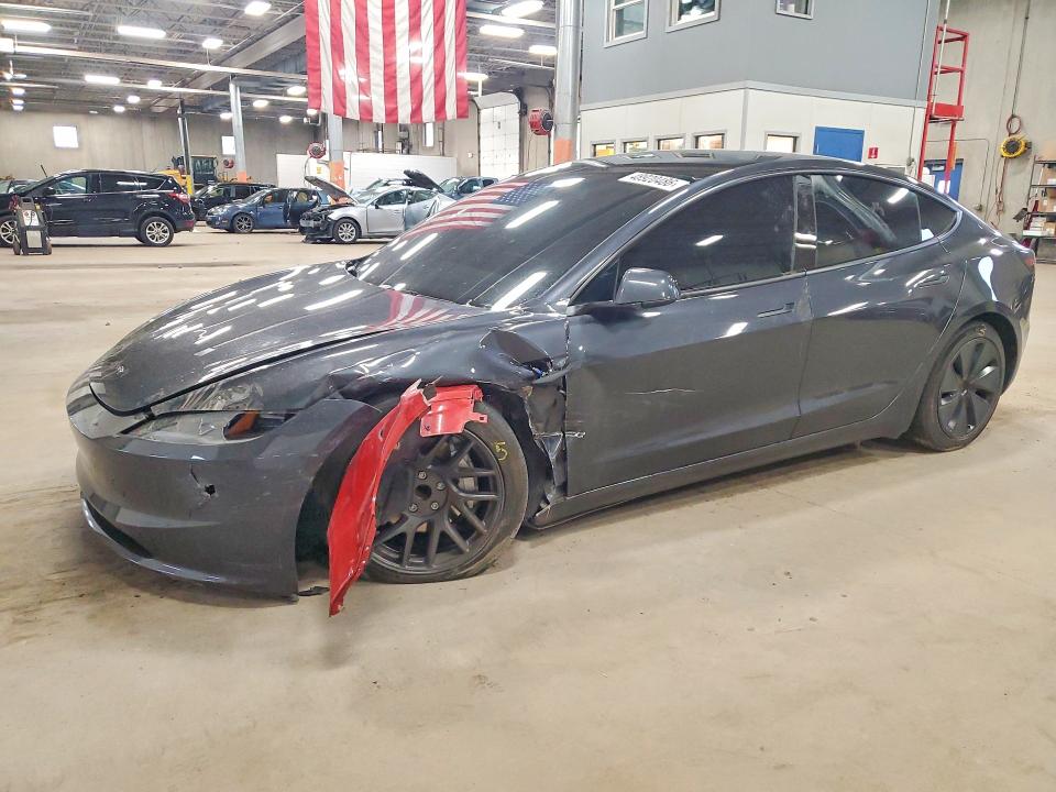 2025 Tesla Model 3 VIN 5YJ3E1EA9SF038983 COPART salvage auction — FRONT END, Mn - Cert Of Title-Salvage, sold $13,500 on 2026-07-16 (photo 1)