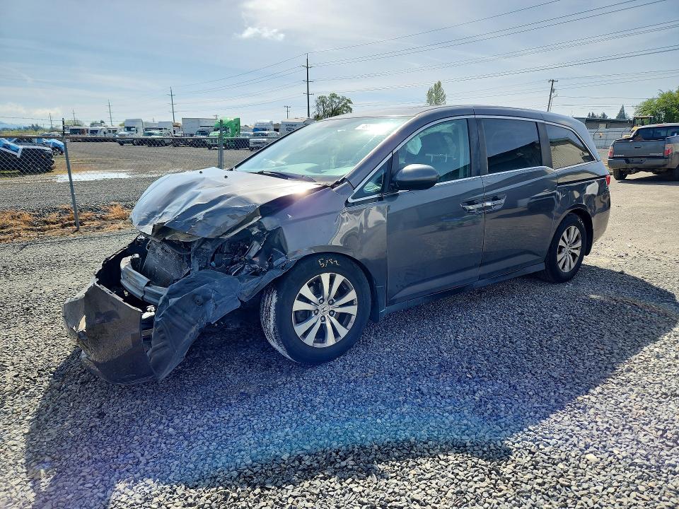 2014 Honda Odyssey VIN 5FNRL5H65EB048140 COPART salvage auction — FRONT END, Or - Lien Papers Salvage, sold $1,500 on 2026-08-04 (photo 1)