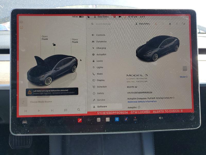 2023 Tesla Model 3 VIN 5YJ3E1EB0PF609034 COPART salvage auction — FRONT END, WA - BILL OF SALE, sold $8,700 on 2026-07-24 (photo 9)