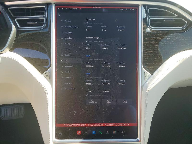 2017 Tesla Model s VIN 5YJSA1E11HF185587 COPART salvage auction — REAR END, Ca - Salvage Certificate, sold $4,700 on 2026-07-02 (photo 9)