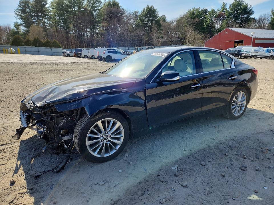 2021 Infiniti Q50 VIN JN1EV7BR1MM754831 COPART salvage auction — FRONT END, Ma - Cert Of Title-Salvage, sold $3,600 on 2026-08-24 (photo 1)