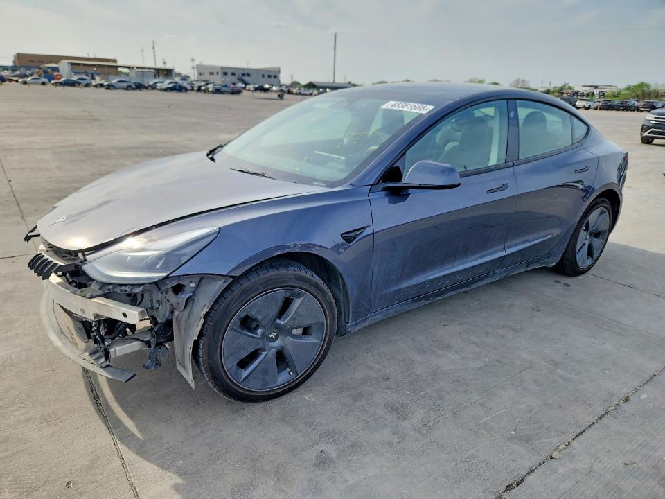 2023 Tesla Model 3 VIN 5YJ3E1EA0PF645670 COPART salvage auction — FRONT END, TX - SALVAGE VEHICLE TITLE, sold $700 on 2026-07-27 (photo 1)