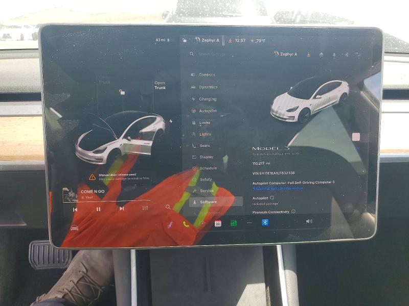 2020 Tesla Model 3 VIN 5YJ3E1EA1LF632338 COPART salvage auction — REAR END, Nv - Salvage Title, sold $4,600 on 2026-07-15 (photo 9)