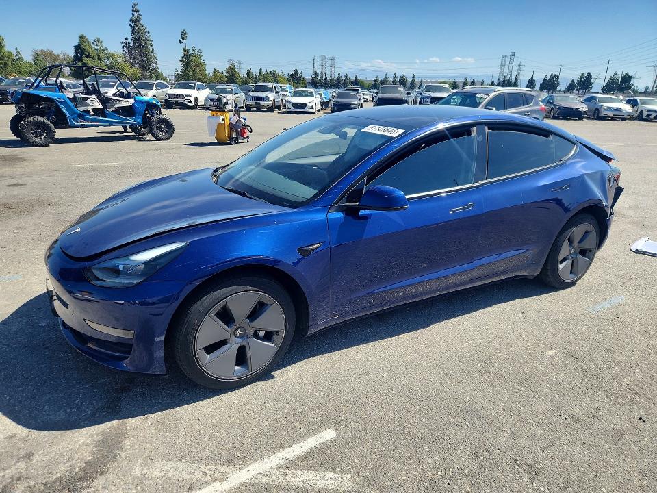2023 Tesla Model 3 VIN 5YJ3E1EA6PF463312 COPART salvage auction — REAR END, Ca - Salvage Certificate, sold $4,400 on 2026-07-02 (photo 1)