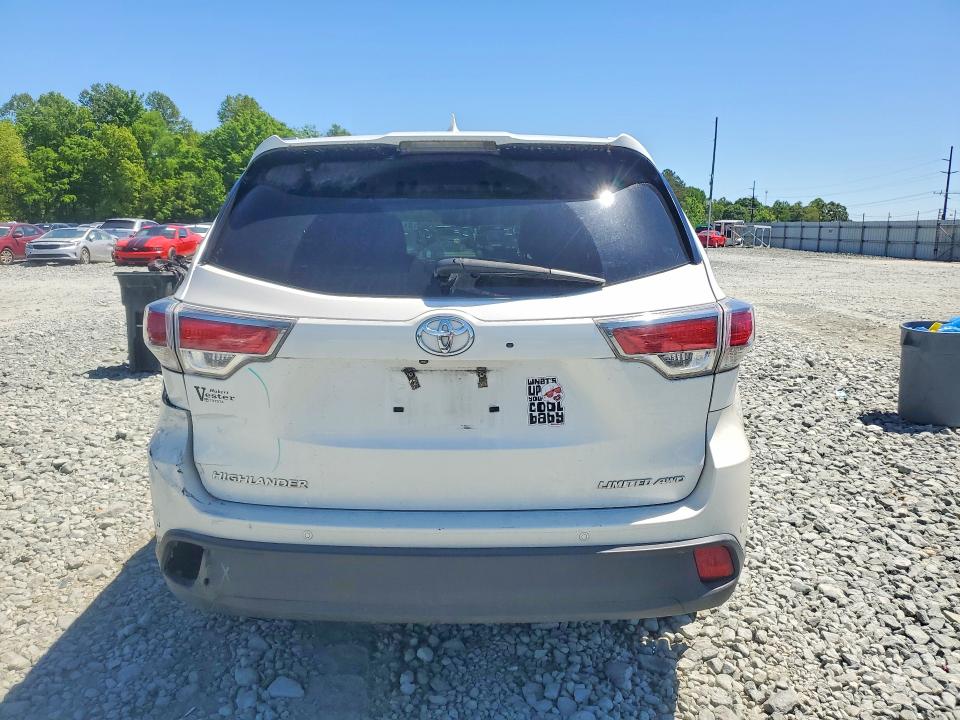 2016 Toyota Highlander VIN 5TDDKRFH4GS262897 COPART salvage auction — REAR END, Nc - Salvage Certificate Of Title, sold $10,200 on 2026-07-15 (photo 6)