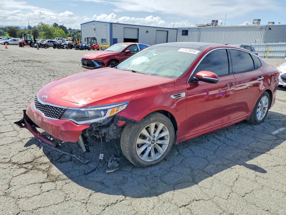 2018 Kia Optima VIN 5XXGT4L32JG241044 COPART salvage auction — FRONT END, CA - SALVAGE CERTIFICATE, sold $500 on 2026-07-24 (photo 1)
