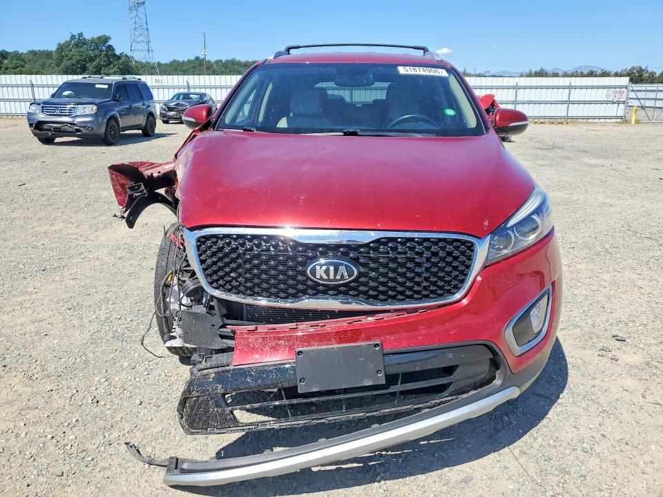 2016 Kia Sorento VIN 5XYPHDA51GG158716 COPART salvage auction — FRONT END, Ca - Salvage Certificate, sold $1,450 on 2026-07-10 (photo 5)