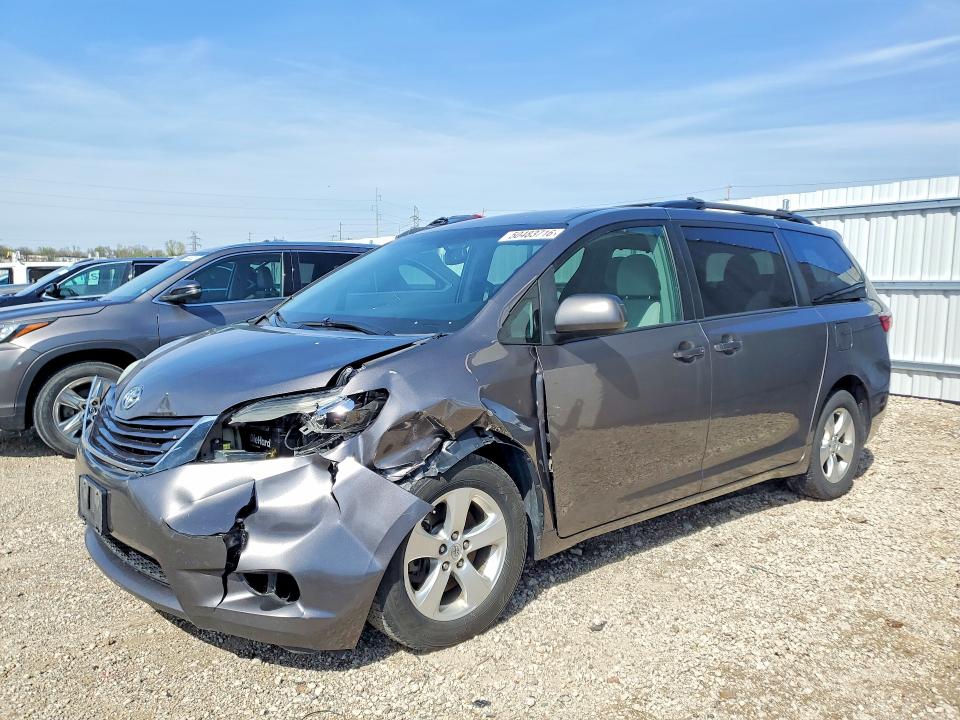 2016 Toyota Sienna VIN 5TDKK3DC4GS756480 COPART salvage auction — FRONT END, Ia - Cert Of Title-Salvage Title, sold $1,800 on 2026-07-08 (photo 1)