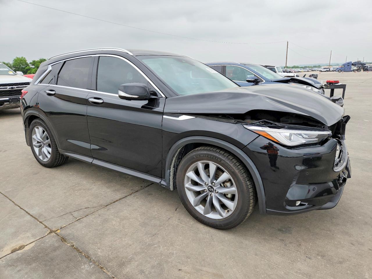 2021 Infiniti QX50 VIN 3PCAJ5CB1MF102362 COPART salvage auction — Front End, TX - SALVAGE VEHICLE TITLE, sold $4,800 on 2026-06-25 (photo 4)