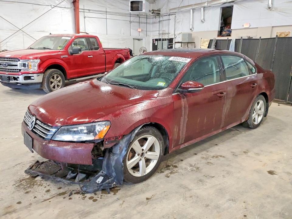 2012 Volkswagen Passat VIN 1VWBP7A34CC020192 COPART salvage auction — FRONT END, Wv - Salvage Certificate, sold $400 on 2026-08-19 (photo 1)