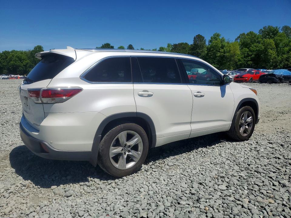 2016 Toyota Highlander VIN 5TDDKRFH4GS262897 COPART salvage auction — REAR END, Nc - Salvage Certificate Of Title, sold $10,200 on 2026-07-15 (photo 3)